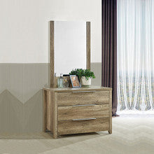 VAUGHAN 3 DRAWER DRESSING TABLE WITH MIRROR - 1000/1800(H) x 1000(W) x 450(D) - OAK