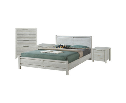 ALVARRO QUEEN 3 PIECE (BEDSIDE) BEDROOM SUITE - WHITE ASH