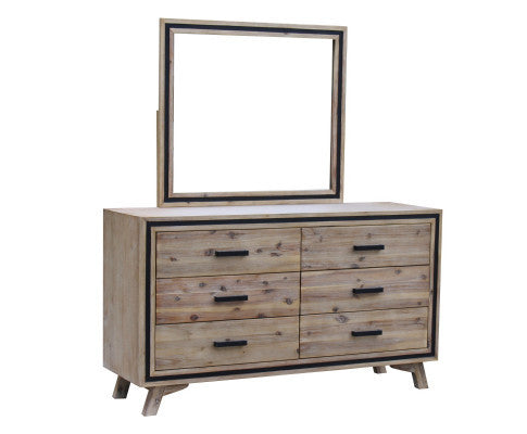 JAYCE 6 DRAWER DRESSING TABLE WITH MIRROR - AS PICTURED