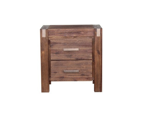 NOWRA ACACIA 2 DRAWER BEDSIDE TABLE - CHOCOLATE