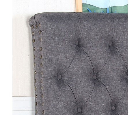 SEAN KING TUFTED LINEN FABRIC BEDHEAD - CHARCOAL