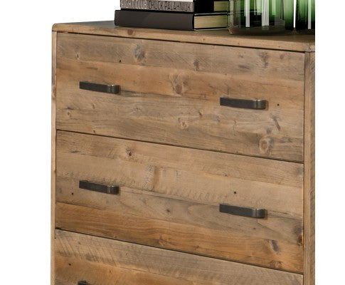 WOODVINCE SCANDINAVIAN SOLID TIMBER TALLBOY CHEST - 4 DRAWERS - (MODEL: 23-15-15-4-19-20-25-12-5) - 1200(H) X 980(W) -LIGHT BROWN
