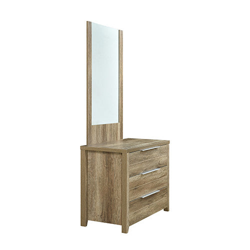 VAUGHAN 3 DRAWER DRESSING TABLE WITH MIRROR - 1000/1800(H) x 1000(W) x 450(D) - OAK
