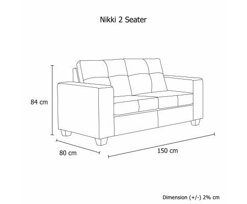 NIKKI 2 SEATER LEATHERETTE SOFA - BLACK