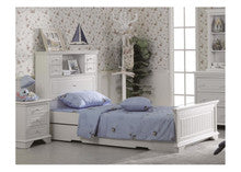 KING SINGLE ISABELLA (LS-023) BED (MODEL 4-1-22-9-14-3-9) WITH MATCHING KING SINGLE TRUNDLE - IVORY WHITE