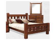 QUEEN SPRING BED AND SLATS - ROUGH SAWN (1082)