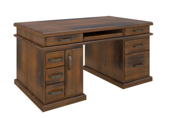 JAMAICA (AUSSIE MADE) DESK WITH 7 DRAWERS & 1 DOOR - 1650(W) x 830(D) - ASSORTED STAINED COLOURS