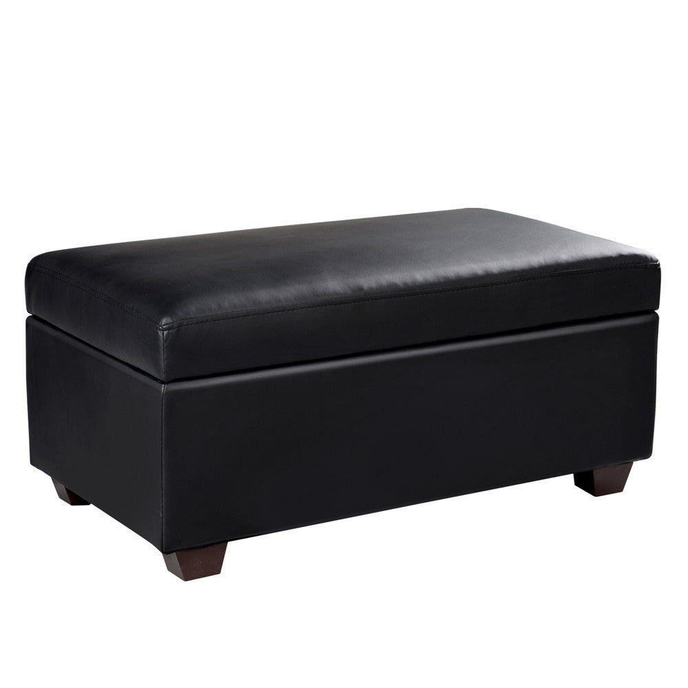 AMARIS LEATHERETTE STORAGE OTTOMAN (OTM-SOFA2-22-BK) -380(H) X 795(W) - BLACK