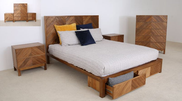 Kalista One Drawer Bedside Table - Solid African Oak Hardwood - As Pictured