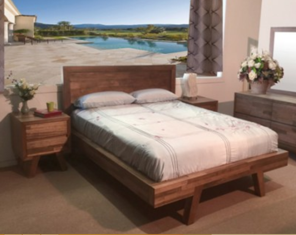 SUSAN (AUSSIE MADE) QUEEN 5 PIECE (DRESSER) BEDROOM SUITE - TASSIE OAK COMBINATION - ASSORTED COLOURS AVAILABLE