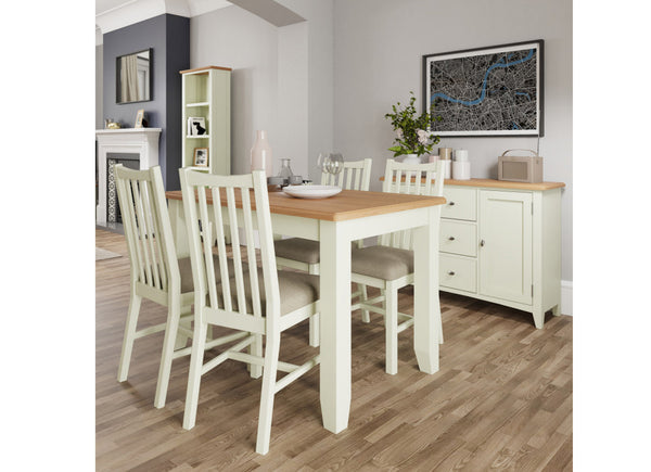EMMETT (GA-16BET-W) BUTTERFLY EXTENDING TABLE - 780(H) x 1600/2000(W) x 850(D) - IVORY WHITE / LIGHT OAK (2 TONE)