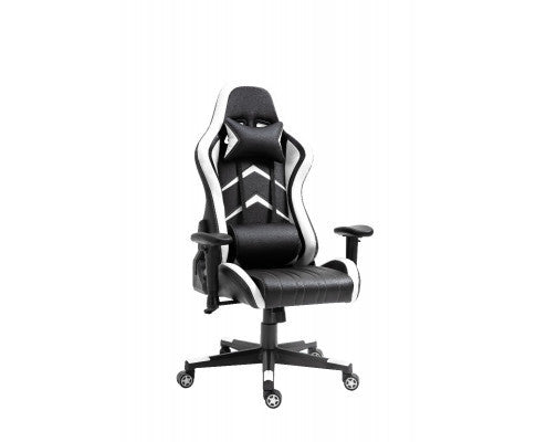 JEMAINE PU LEATHER OFFICE COMPUTER GAMING CHAIR - BLACK & WHITE
