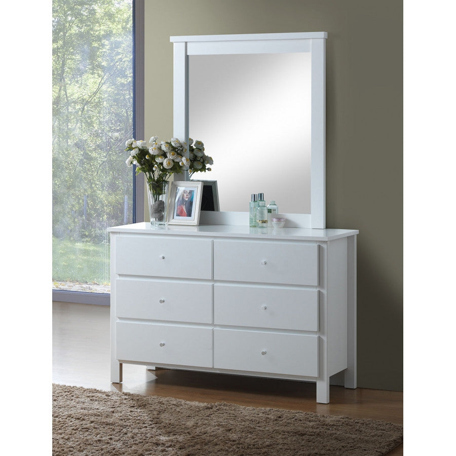 EMPRESS DOUBLE OR QUEEN 5 PIECE HARDWOOD / MDF DRESSER BEDROOM SUITE - WHITE