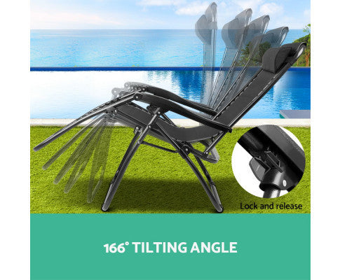 LIBRA (SET OF 2) OUTDOOR ADJUSTABLE RECLINER LOUNGE - BLACK