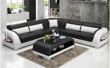 DANLILY (G8016B) CORNER LOUNGE + COFFEE TABLE - CHOICE OF LEATHER AND ASSORTED COLOURS AVAILABLE