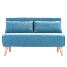 BRONT 3 SEATER FAUX VELVET SOFA BED COUCH - BLUE