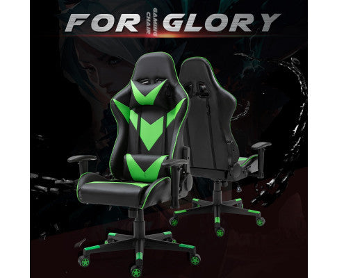 AGNELLE RECLINING OFFICE COMPUTER GAMING CHAIR - BLACK & GREEN
