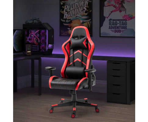 JEMAINE PU LEATHER OFFICE COMPUTER GAMING CHAIR - BLACK & RED