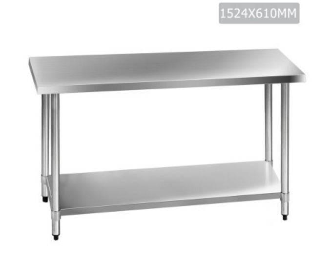 SMITH 430 STAINLESS STEEL KITCHEN/ WORK BENCH TABLE 1524(L) - STAINLESS