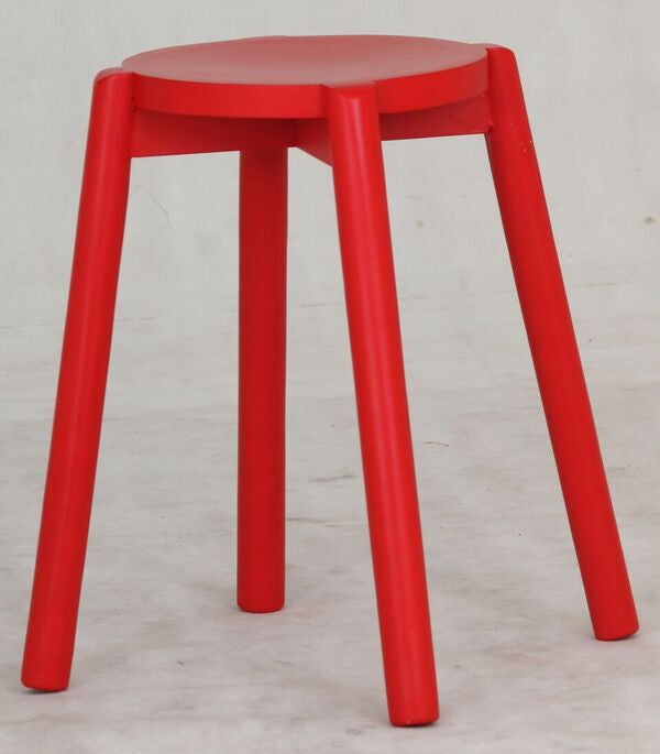 WILLOW (BR048RO) WOODEN ROUND BARSTOOL / KITCHEN BENCH (4 UNITS IN A BOX) - SEAT: 480(H) - ORANGE, PINK, PURPLE,RED