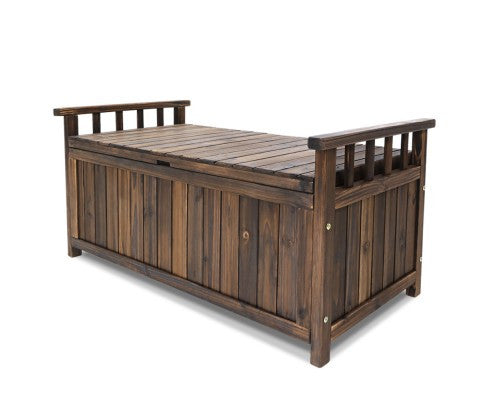 MANDERSON SOLID PINE OUTDOOR / INDOOR STORAGE BENCH / BOX - CHARCOAL OR NATURAL