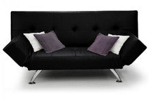 JENKINS 3 SEATER LEATHERETTE CLICK CLACK SOFA BED - BLACK