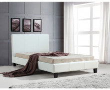 KING SINGLE MARTIAN LEATHERETTE BED FRAME - WHITE