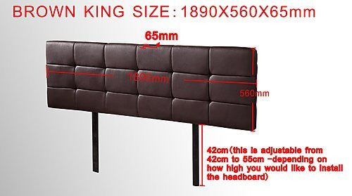 KING DELUXE TUFTED LEATHERETTE BEDHEAD - BROWN , WHITE OR BLACK