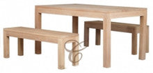 AMSTERDAM (DT 150 90 TA SET (WS) ) DINING TABLE WITH 2 BENCHES - 1500(L) x 900(W) - WASHED