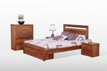 VODKA (217) QUEEN 4 PIECE TALLBOY BEDROOM SUITE WITH UNDERBED STORAGE DRAWERS - NATURAL