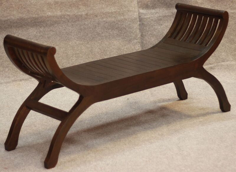 ORNAMENTAL 2 SEATER STOOL (CH 002 TW) - 570(H) X 1300(W) - MAHOGANY OR CHOCOLATE