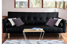 LEVIS 3 SEATER LEATHERETTE SOFA BED - BLACK