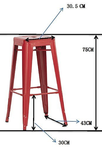 TOLIX RETRO SET OF 4 CAFE BAR STOOLS (ZWF-4CBS-30) - SEAT 750(H) - SILVER