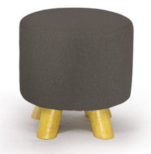 ORLAND FABRIC UPHOLSTERED ROUND OTTOMAN - 270(H) X 280(DIA) -FAWN