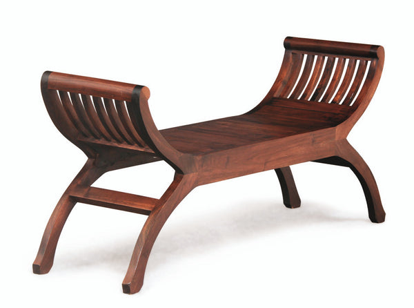 ORNAMENTAL 2 SEATER STOOL (CH 002 TW) - 570(H) X 1300(W) - MAHOGANY OR CHOCOLATE