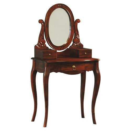 QUEEN ANNA 3 DRAWER SMALL DRESSING TABLE - 1370(H) X 700(W) -MAHOGANY OR CHOCOLATE