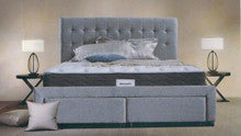 KING PARIS FABRIC OR LEATHERETTE UPHOLSTERED BED WITH DRAWERS - GREY