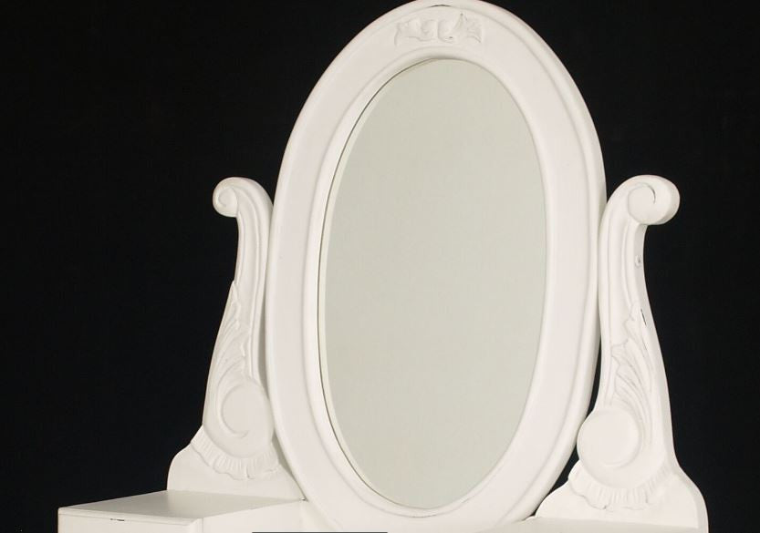 QUEEN ANNA 3 DRAWER SMALL DRESSING TABLE WITH MIRROR - 1370(H) X 700(W)- WHITE