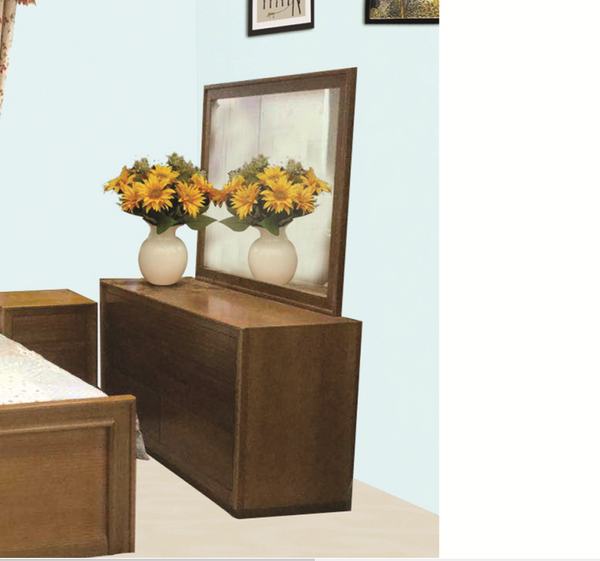 MOSMAN S IX (6) DRAWERS DRESSER WITH MIRROR - LIGHT BROWN