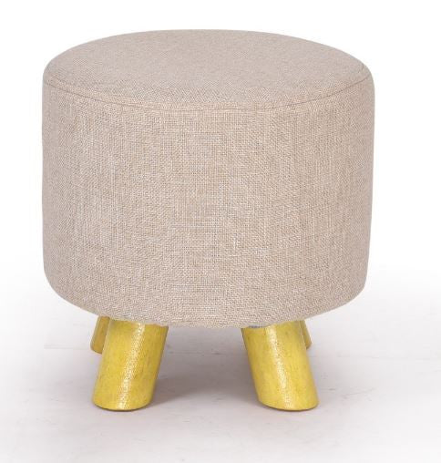 ORLAND FABRIC UPHOLSTERED ROUND OTTOMAN - 270(H) X 280(DIA) -BEIGE