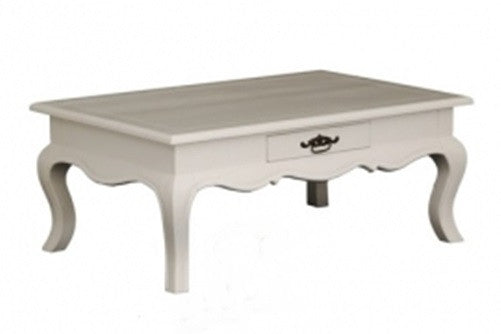 FRENCH PROVINCIAL 2 DRAWER COFFEE TABLE (CT 002 FP) - 900(W) X 600(D) - WHITE