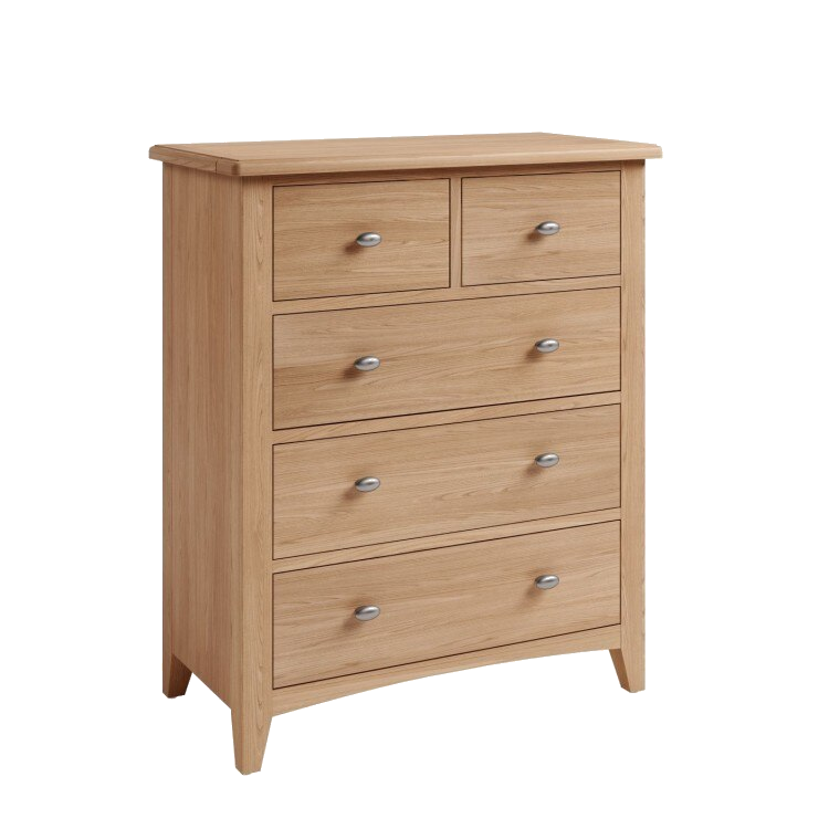 ELEGANCE DOUBLE OR QUEEN 4 PIECE TALLBOY OAK BEDROOM SUITE -(7-1-15) - LIGHT OAK