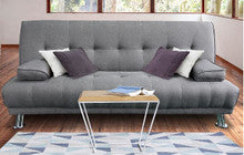 BRANDIN 3 SEATER FABRIC SOFA BED WITH ARMREST - LIGHT GREY