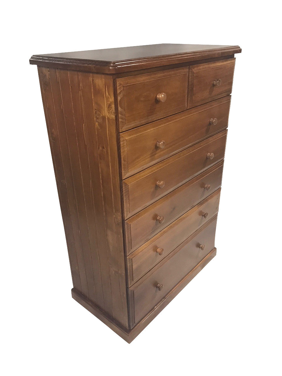 YORK (AUSSIE MADE) 7 DRAWER (TOP SPLIT) TALLBOY - 1300(H) x 900(W) - ASSORTED STAINED COLOURS