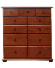 ANNA (AUSSIE MADE) 11 DRAWERS SOLID TIMBER TALLBOY CHEST WITH EXTENSION RUNNERS - 1230(H) X 1200(W) - ASSORTED COLOURS