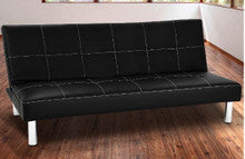 LANCASTER 3 SEATER LEATHERETTE SOFA BED - BLACK