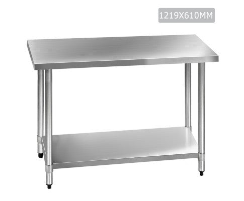 SMITH 430 STAINLESS STEEL KITCHEN/ WORK BENCH TABLE - 890(H) x 1219(L) x 610(D) - STAINLESS