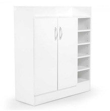 DANNY 2 DOOR SHOE CABINET WITH 21 COMPARTMENTS - 900(H) x 800(W) - WHITE