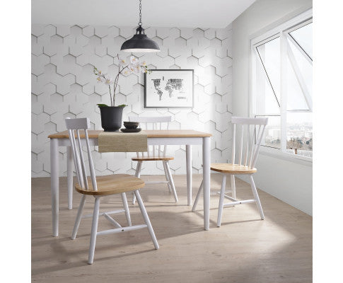 CECILIA (SET OF 2) TWO TONED SOLID RUBBERWOOD DINING CHAIR - DANISH NATURAL OAK + WHITE