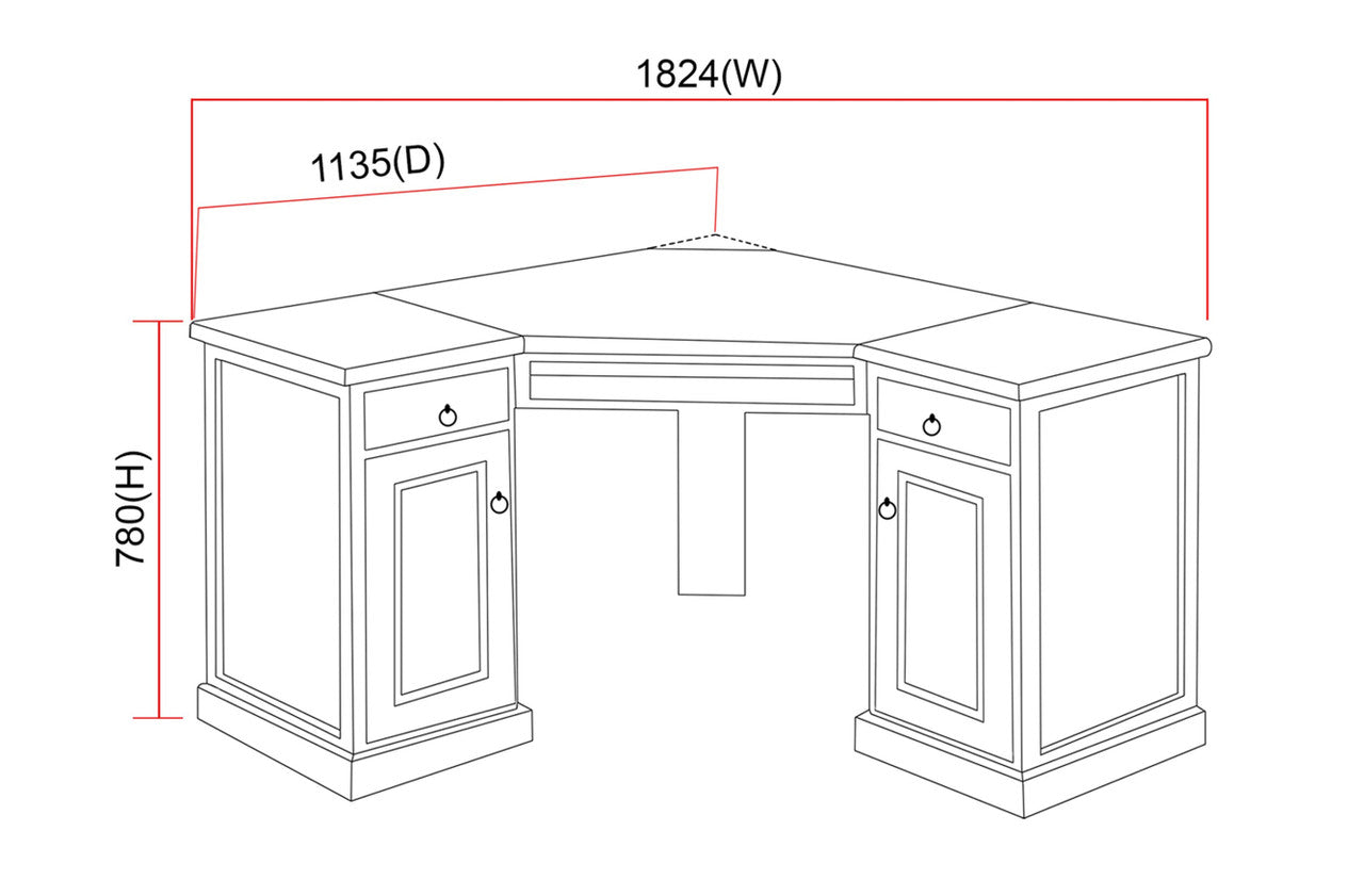 RIO (AUSSIE MADE) CORNER DESK - 1800(W) x 1100(D) - ASSORTED COLOURS